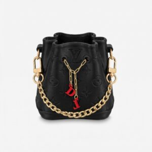 LV Black Pencil Holder/ makeup brush holder, with gold or silver chain and customized with your intitials