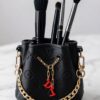 3d printed lV Purse pencil holder that can be used as makeup brush holder. Its A LV purse with your choice of gold or silver chains and customized with your intials